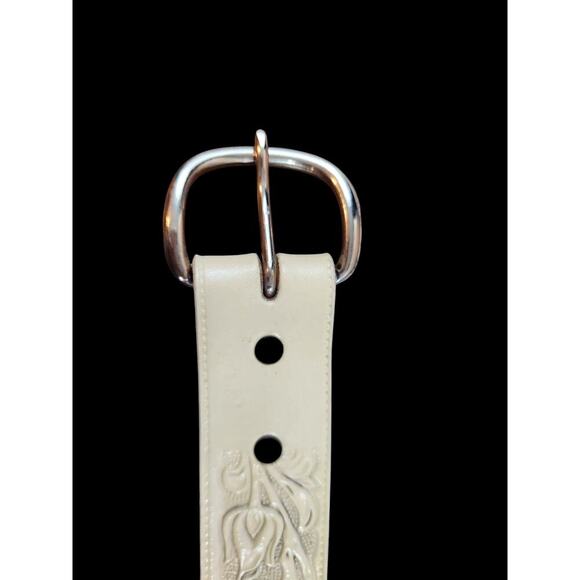 Brazos Joe made in USA tooled floral belt 46131 cream leather - Picture 12 of 13